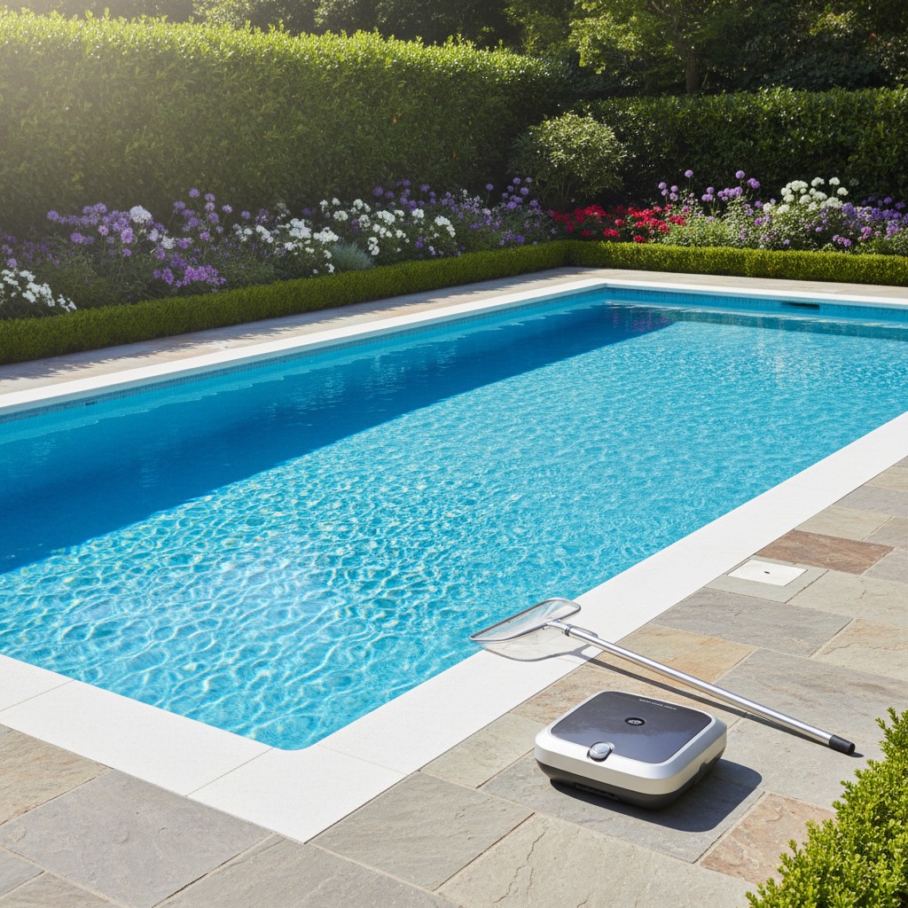 Control y cuidado del agua de una piscina vacacional